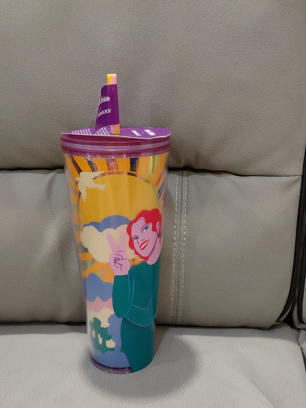 Starbucks Sofie Birkin Rainbow Pride Tumbler with Purple Lid